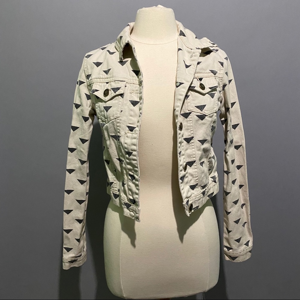 Cream and blue denim jacket